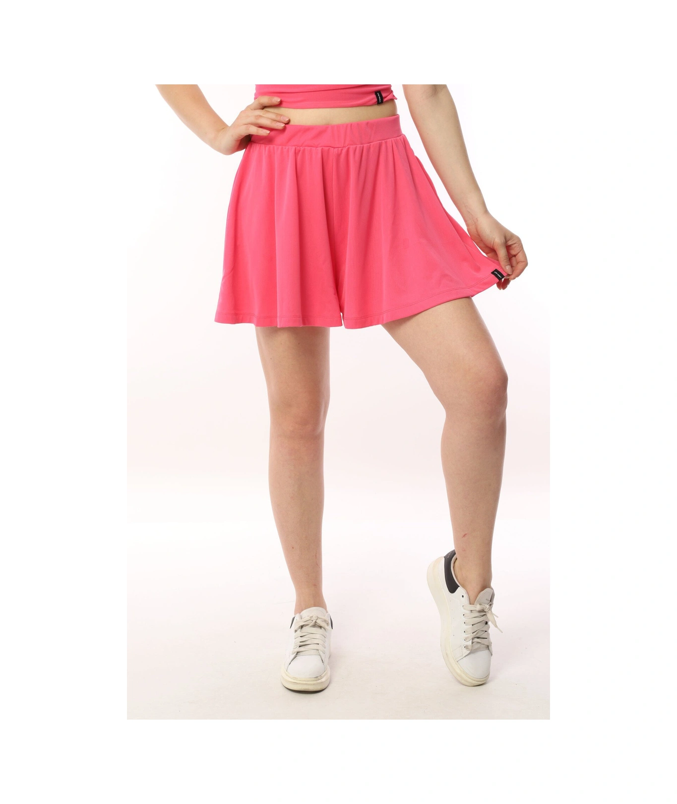Mamayaga Kadın Beli Lastikli Esnek Spor Şık Günlük Mini Tenis Şort Etek Fuşya