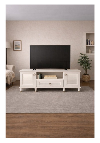 Beyaz Tv Ünitesi Tv Sehpası 140 Cm