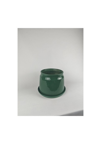 Echo Seramik Saksı Parlak Yeşil Jade Green Çap:21cm Yük:16cm Tabaklı