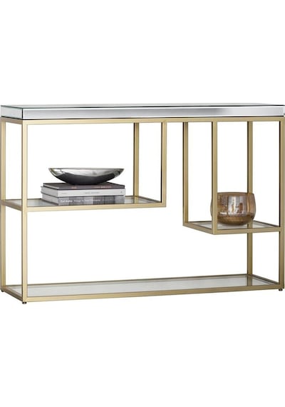 Nina Gold Metal Dresuar / Konsol Gümüş Tabla Gümüş