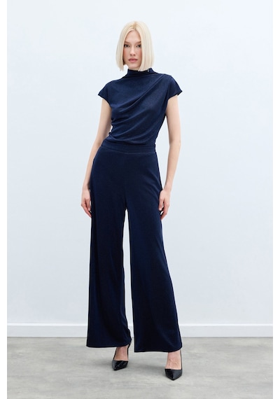 Sateen Simli Salaş Pantolon - Lacivert-135390 Lacivert