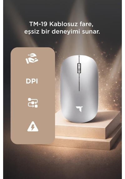 Mouse Çift Modlu Sessiz Kablosuz Fare Tm19 Gümüş Teknolojik Ürün Masaüstü Gereç Pratik Cihaz