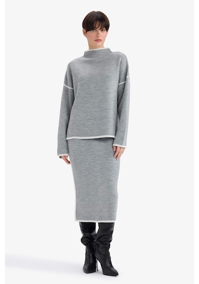 Defacto Oversize Geniş Kalıp Yarım Balıkçı Yaka Triko Kazak G3176ax25wngr156 Gri-gr156