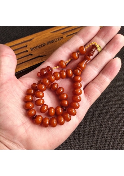9x7 mm Teker Bilekboy Helezon Damarlı Sıkma Kehribar