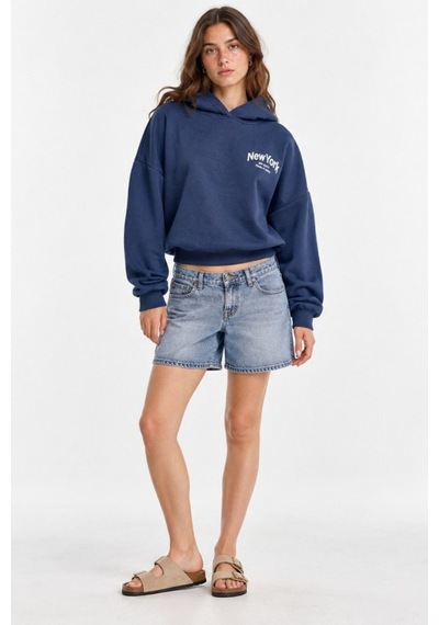 Hiccup Grafik Baskılı Oversize Sweatshirt Lacivert