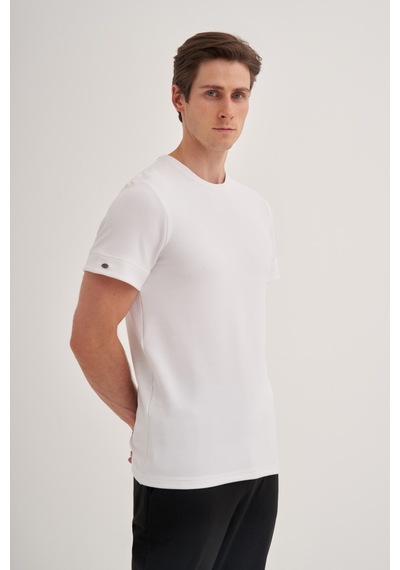 Cazador Slim Fit Erkek Premium Spor Basıc İnce Tshirt 42020 Beyaz