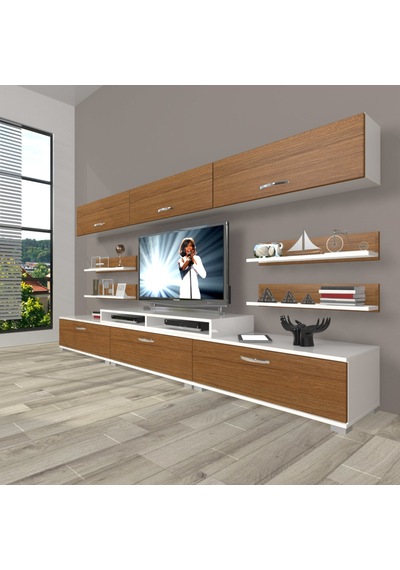 Decoraktiv Ekoflex 8y Slm Tv Ünitesi Tv Sehpası Beyaz - Ceviz