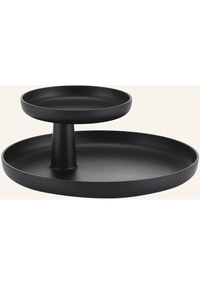 Vitra Çift Katlı Yuvarlak Plastik Saklama Kabı Mat Yüzeyli, 17 Cm Ve 28 Cm Çaplı Keyif Tepsileri Siyah