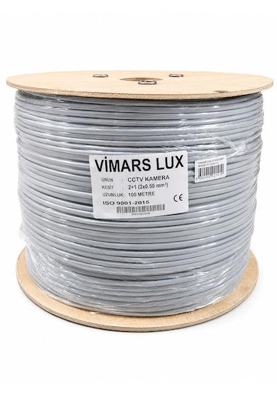 Vimars Lux 500 Metre Makara 2+1 2x0.50mm Cctv Güvenlik Kamera Kablosu 500 M