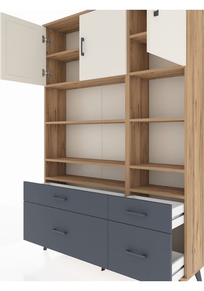 Arges Dolap 10 Raflı 4 Çekmeceli 3 Kapaklı 132x30x195 Çam-aytaşı/antrasit Aytası/antrasıt Arges Dolap 10 Raflı 4 Çekmeceli 3 Kapaklı 132x30x195 Çam-aytaşı/antrasit Aytası/antrasıt