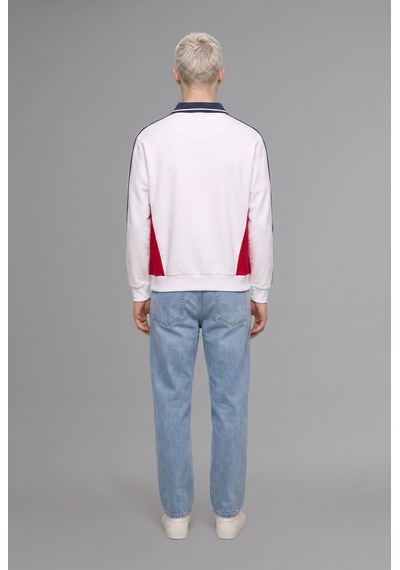 Defacto Boxy Fit Polo Yaka Uzun Kollu Baskılı Sweatshirt H4249ax26auer105 Ekru-er105