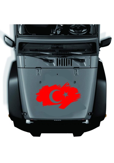 Ay Yıldız Sticker - Türk Bayrağı Sticker - Oto Araba Kaput Cam Karavan Motosiklet Araç Sticker - 00341 40x23 Cm