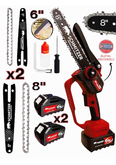 Schmıtzer 2 Li-budama-k Pro Set 21v Çelik Şanzuman 2 Pala Ve Zincir Şarjlı Dal Ağaç Kesme Bağ Budama Makas Testere