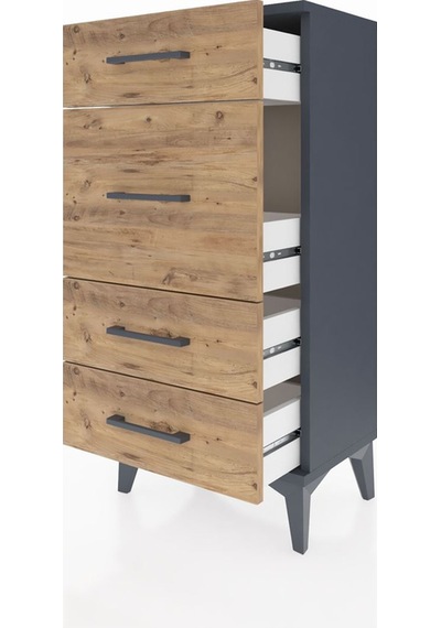 Arges Komodin 4 Çekmeceli 44x30x96 Antrasit-çam Antrasit