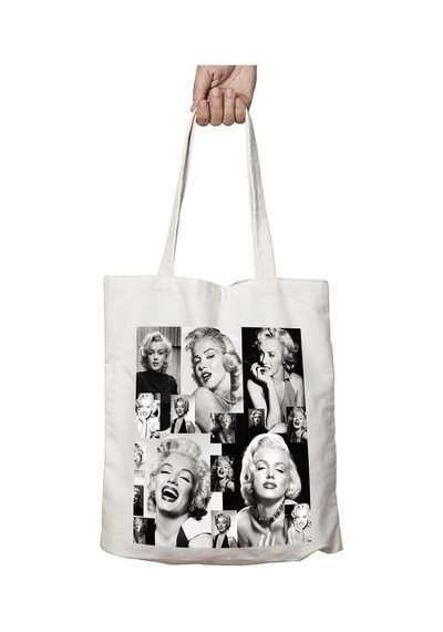 Art Hediye Marilyn Monroe Kolaj Sinema İki Tarafı Kalıcı Baskılı Yıkanabilir Okul Plaj Omuz Bez Çantası Çok Renkli