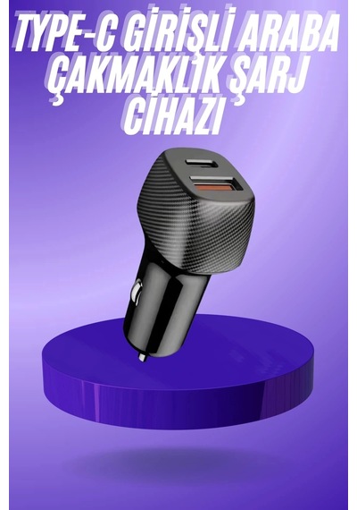38w Usb Type-c Girişli Oto Çakmaklık Araç İçi Hızlı Şarj Çakmaklık Şarj Aleti Standart 22398576