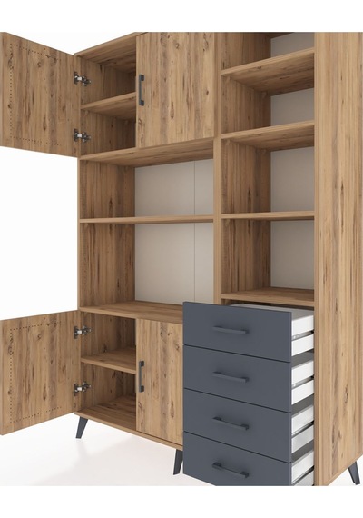 Hyperion Dolap 9 Raflı 4 Çekmeceli 4 Kapaklı 132x44x195 Çam-çam/antrasit Atlas Çam/antrasıt Hyperion Dolap 9 Raflı 4 Çekmeceli 4 Kapaklı 132x44x195 Çam-çam/antrasit Atlas Çam/antrasıt