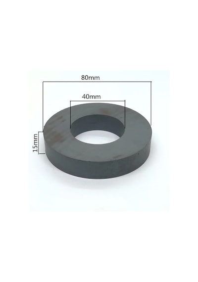2 Adet Ferrit Mıknatıs, 80mm X D40mm X 15mm Güçlü Ferrit Kömür Seramik Halka Mıknatıs