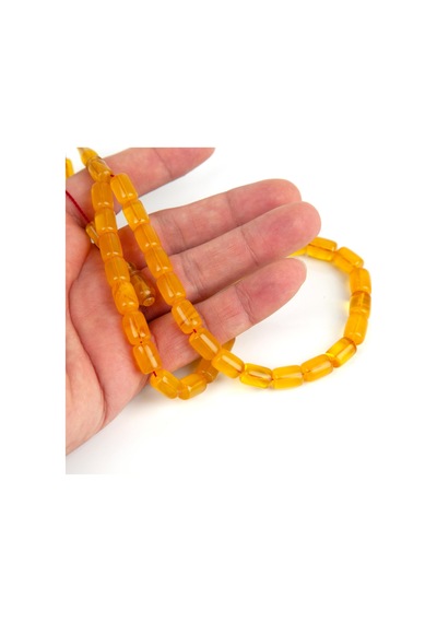 Sıkma Kehribar Kapsül Kesim 8x10.5mm Tesbih Açık Sarı