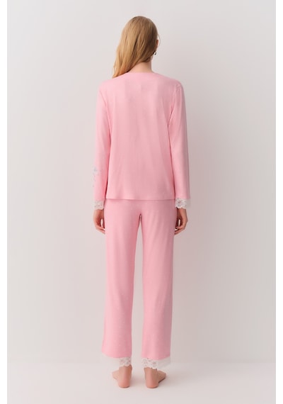 Suwen Jane Maskülen Pijama Takımı Sh26216660b1111 Pembe Puantiyeli