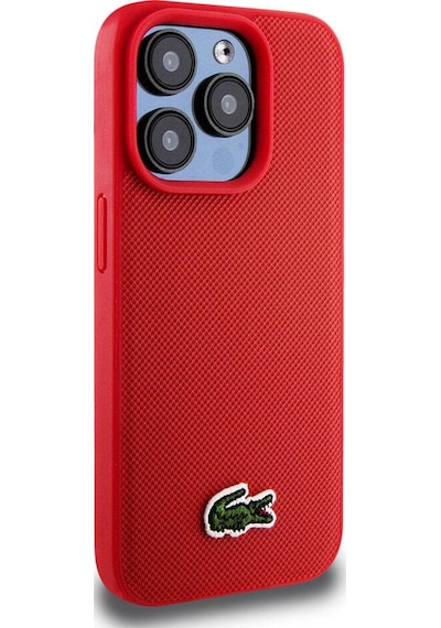 Apple Uyumlu iPhone 15 Pro Kılıf Lacoste Lisanslı Pu Pike Desenli İkonik Timsah Dokuma Logolu Kapak