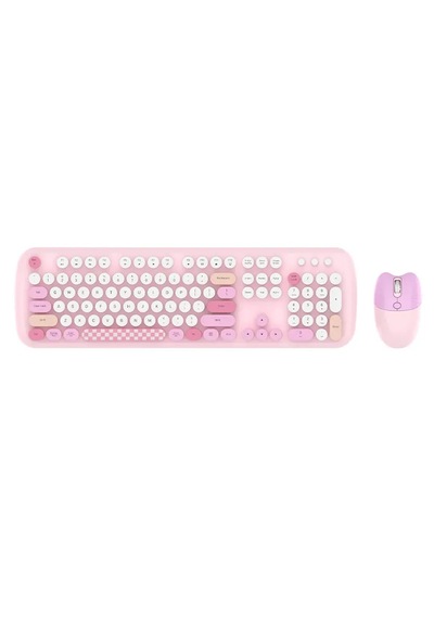 Geezer Zero Kablosuz Klavye Mouse Seti 2.4g Retro Daktilo Yuvarlak Tuşlu 104 Tuş Renkli Set Optik