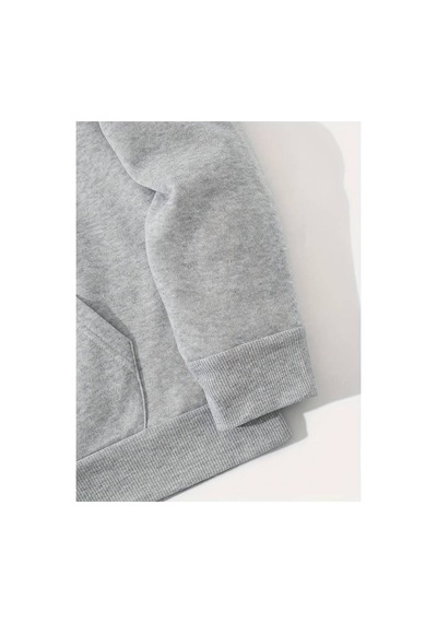 Medinenur İskambil Kart Desenli Kapüşonlu Sweatshirt Gri