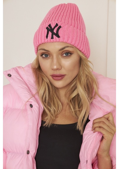 Eke Tekstil Pembe Unısex Ny Nakış Detaylı Yumuşak Dokulu Selanik Triko Bere Pembe