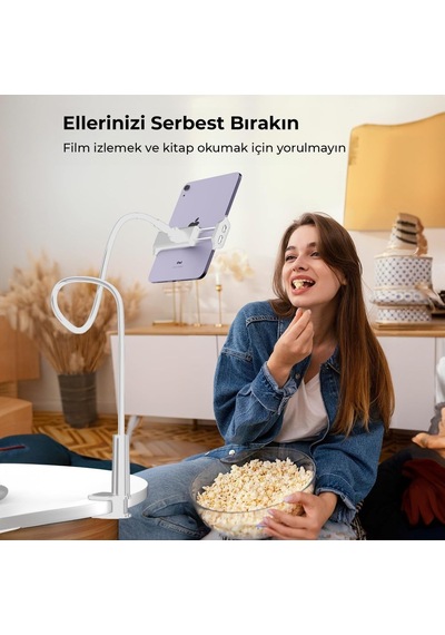 Tr 90 Cm Akrobat Esnek Tablet Ve Telefon Tutucu Stand Beyaz