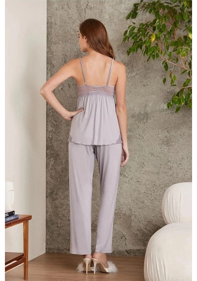 Pierre Cardin 2820 Kadın Penye Dantelli Sabahlıklı Pijama Takım-royal Royal