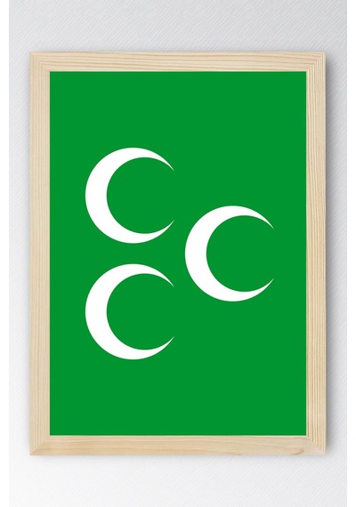 Yeşil Üç Hilal Osmanlı Sancağı Çerçeveli Tablo