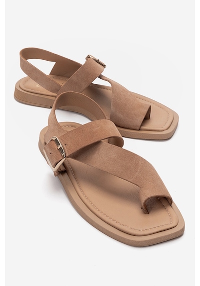 Luvishoes Curry Vizon Süet Hakiki Deri Parmak Arası Kadın Sandalet
