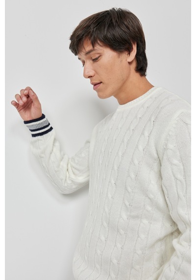 Ac&co Erkek Ekru Standart Fit Normal Kesim Bisiklet Yaka Triko