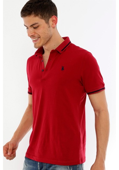 T8586 Dewberry Erkek Polo Yaka T-shırt-bordo Bordo