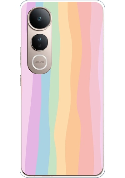Vivo V50 Lite Uyumlu Gökkuşağı Rengarenk Baskılı Silikon Kılıf Renkli