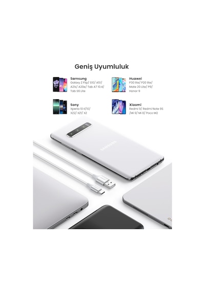 Ugreen Örgülü Usb-c Şarj Ve Data Kablosu, Beyaz, 25 Cm, 60129