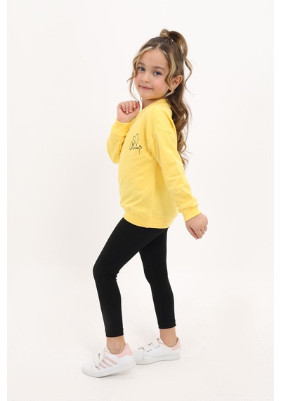 Toontoy Kids Toontoy Kız Çocuk 2'li Takım Baskılı Bisiklet Yaka Düşük Omuz Sweatshirt & Basic Düz Tayt Sarı Toontoy Kids Toontoy Kız Çocuk 2'li Takım Baskılı Bisiklet Yaka Düşük Omuz Sweatshirt & Basic Düz Tayt Sarı