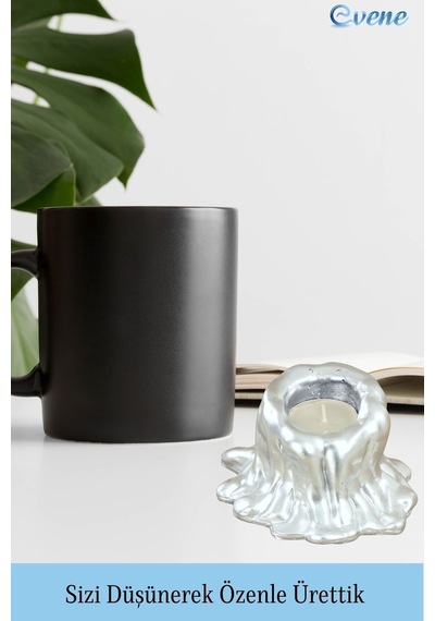 Mumluk Şamdan Tealight Mum Uyumlu Küçük Erimiş Mum Model - Gümüş
