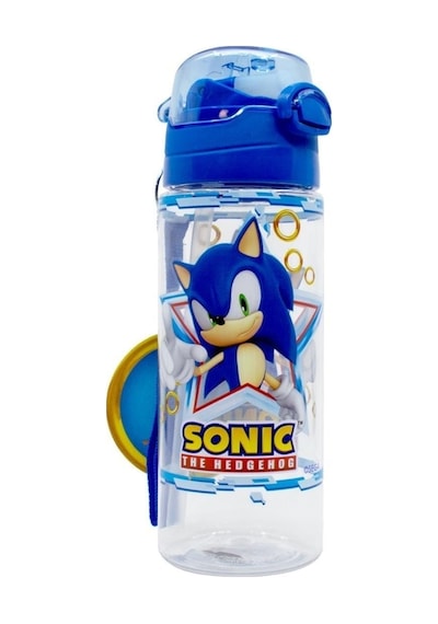 Wiggle 500ml Sonic The Hedgehog Pipetli Askılı Kilitlenebilir Su Matarası Lacivert2