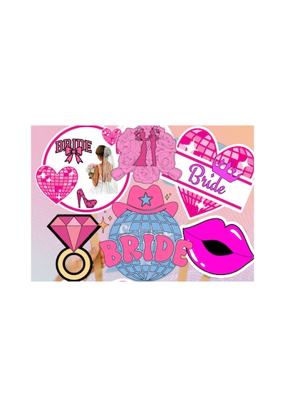 Pembe Kırmızı Bride To Be Konuşma Balonu Seti 8 Parça Bekarlığa Veda Aksesuarı
