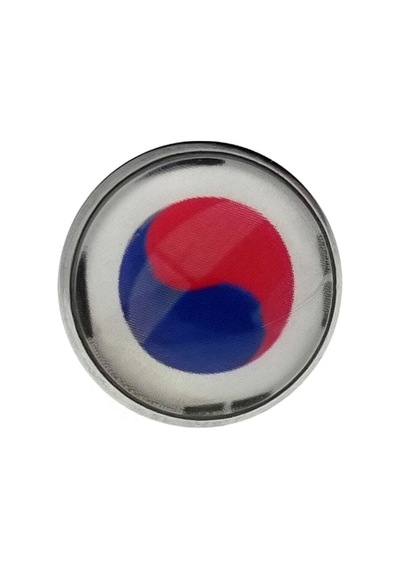 Güney Kore South Korea Bayrak Rozeti - Paslanmaz Çelik Yuvarlak Yaka Rozeti Çok Renkli