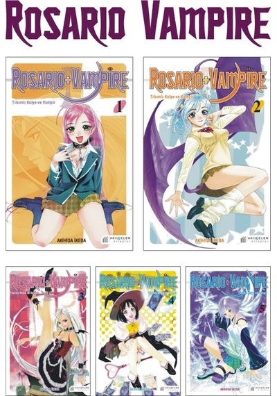 Rosario + Vampire - Tılsımlı Kolye Ve Vampir 1-2-3-4-5 Manga Seti Ciltli Akılçelen Kitaplar