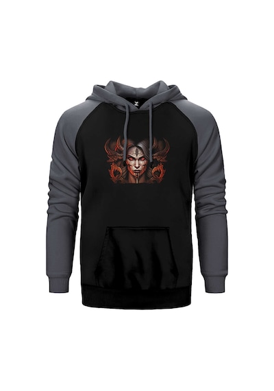 Diablo Iv Lilith Face Gri Renk Reglan Kol Kapşonlu Sweatshirt Gri