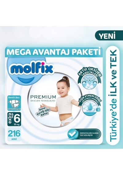 Molfix Premium Ultra Fırsat Paketi 54'lü x 4  216Adet PKT.MOLFIX.103 6 Numara