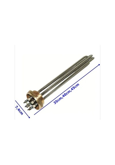2" Krom Kafalı Kazan Rezistansı 30Cm-35Cm-40Cm-45Cm