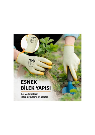 2 Çift Power Tek Nitril Kaplama İş Eldiveni Beden 10 Kaymaz Tutuşlu, Esnek, Dayanıklı İş Güvenliği Eldiveni