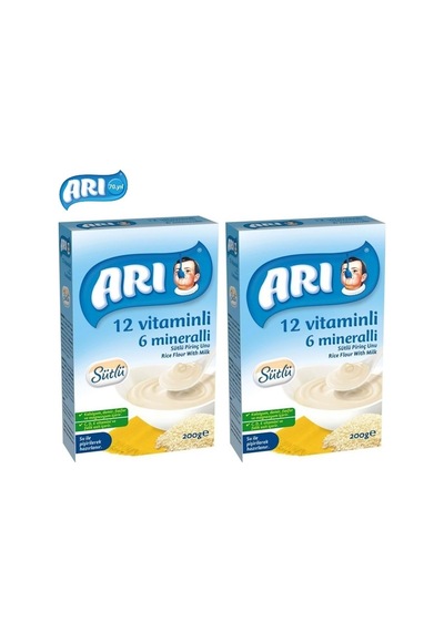 Arı Mama Pirinç Unu 200gr Sütlü 12 Vitaminli 6 Mineralli 2 Li Set