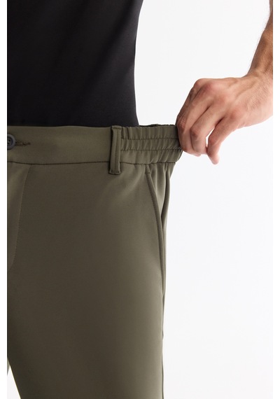 Avva Erkek Haki Kırışmaz Hızlı Kuruyan Lastikli Ekstra Esnek Teknik Kumaş Slimfit Pantolon A42y3065