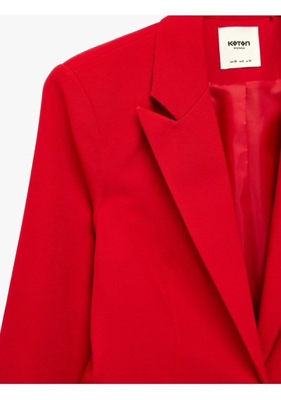 Koton Klasik Yaka Uzun Kollu Cepli Düğmeli Blazer Ceket Kırmızı 7wak50031uw
