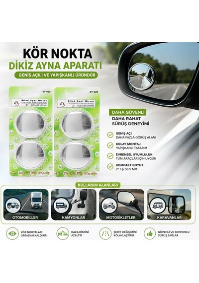 Kör Nokta Dikiz Ayna Aparatı 2 İnç Yapışkanlı Geniş Açılı